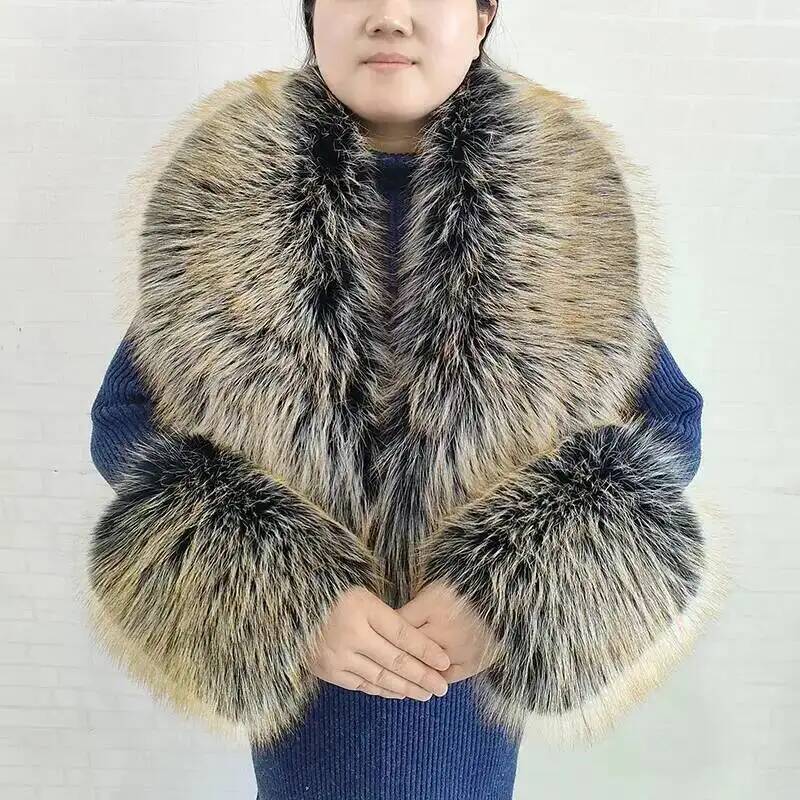 Large Women Faux Fox Fur Scarf - Shawl Wrap Winter ulasan dan harga