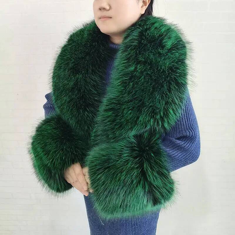 Large Women Faux Fox Fur Scarf - Shawl Wrap Winter ulasan dan harga