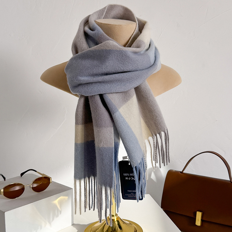 100% Wool Checked Scarf Women  - Wool Scarf Men ulasan dan harga