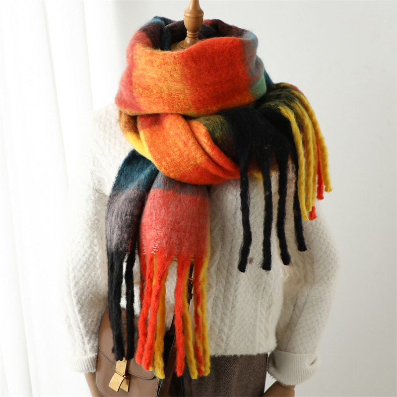 New Autumn Winter Grid Scarf W - Wool Scarf Men ulasan dan harga