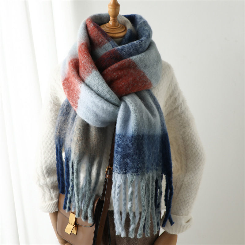 New Autumn Winter Grid Scarf W - Wool Scarf Men ulasan dan harga
