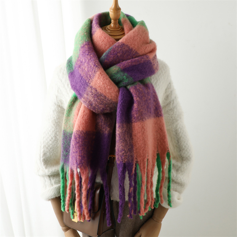 New Autumn Winter Grid Scarf W - Wool Scarf Men ulasan dan harga